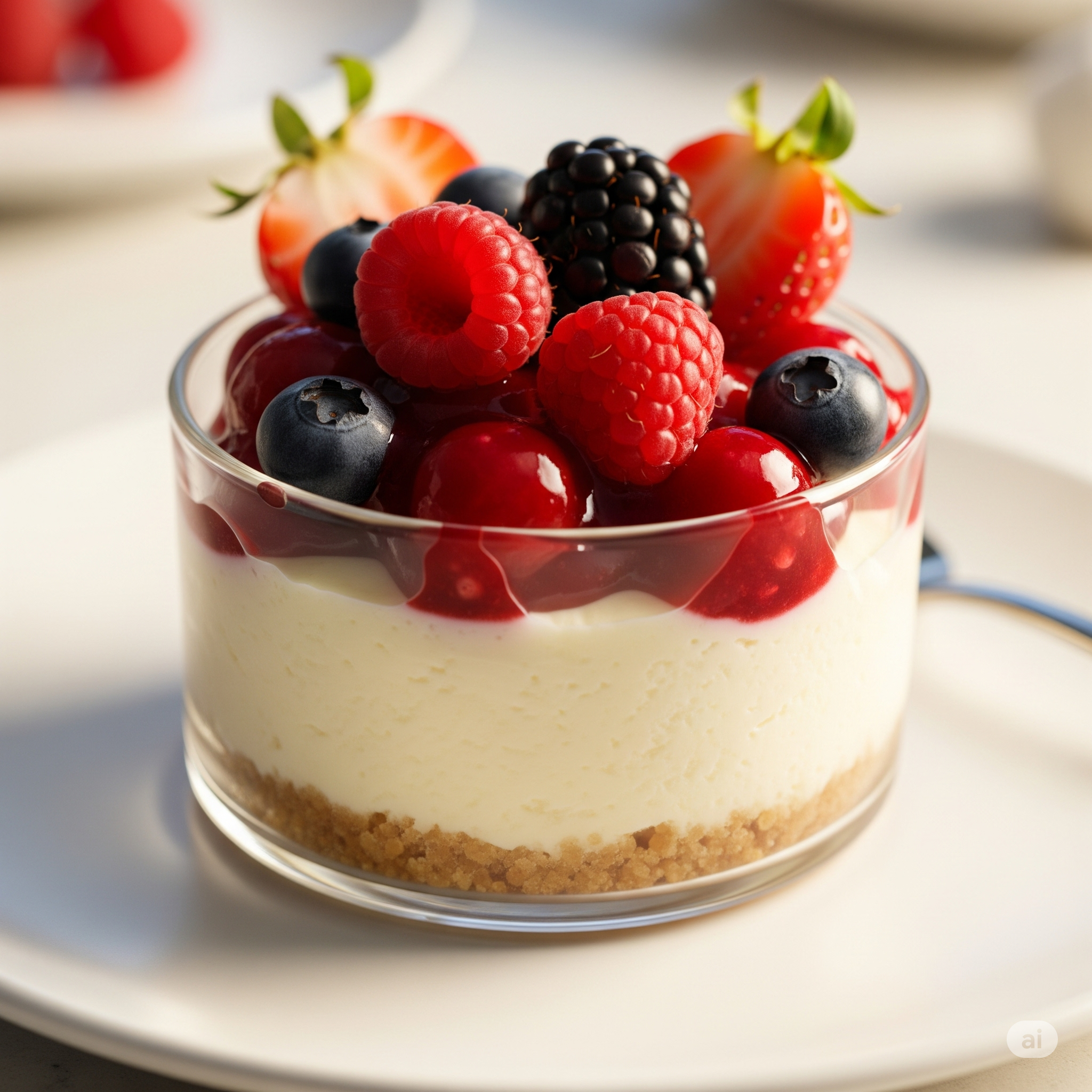 Mini Cheesecakes com Calda de Frutas Vermelhas